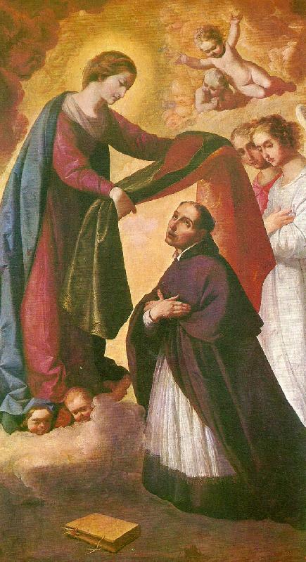 st. ildefonso receiving the chasuble, Francisco de Zurbaran